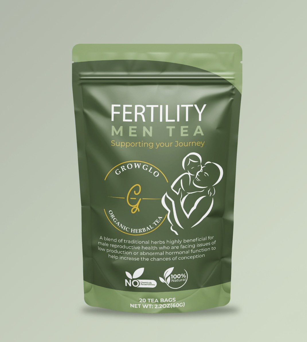 GrowGlo Male Fertility Tea Organic Support for Men’s Reproductive Health and Conception