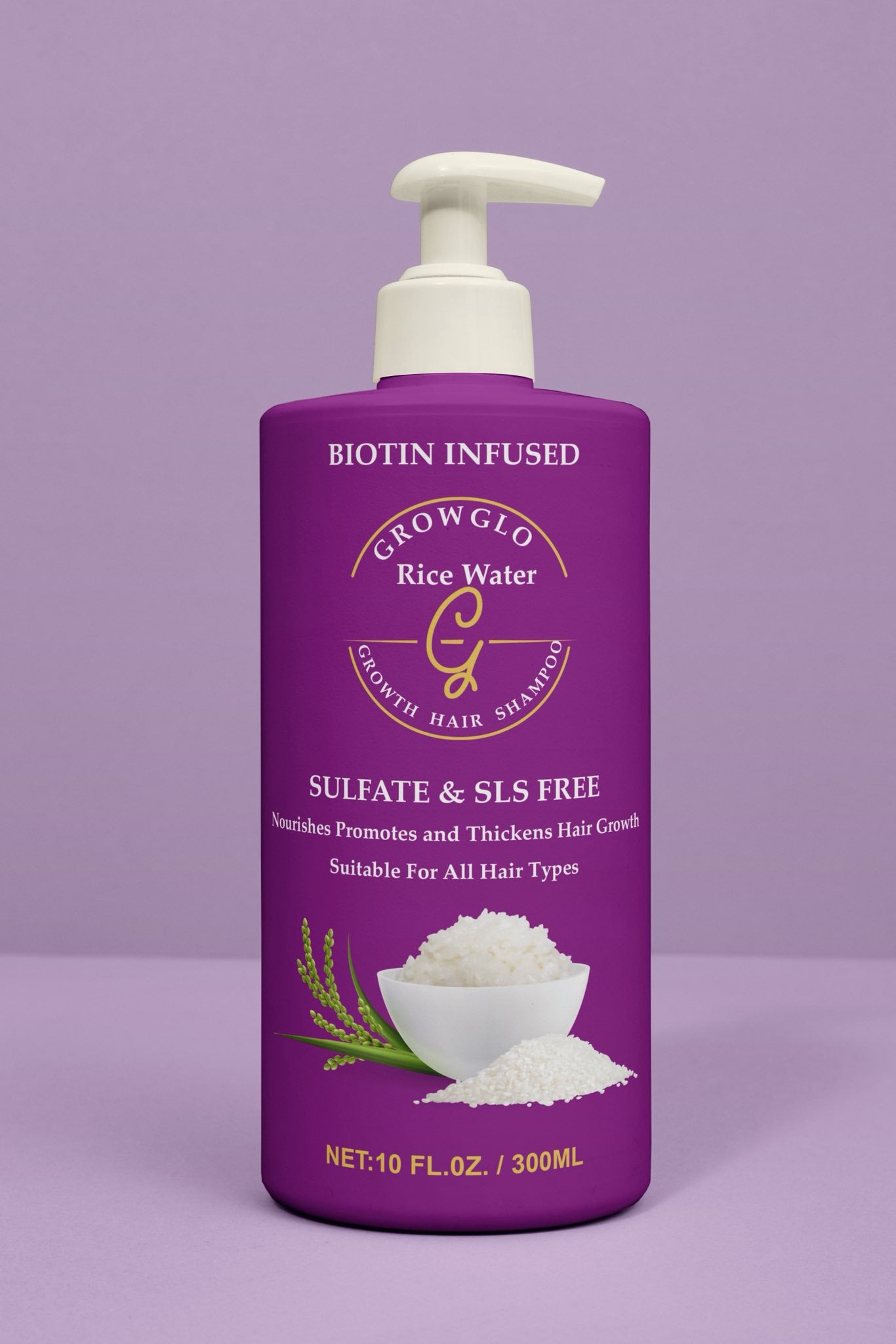 Rice Water Shampoo ,Biotin-Infused ,Sulfate & SLS FREE,for Women and Men Hair Growth Strengthing Shampoo