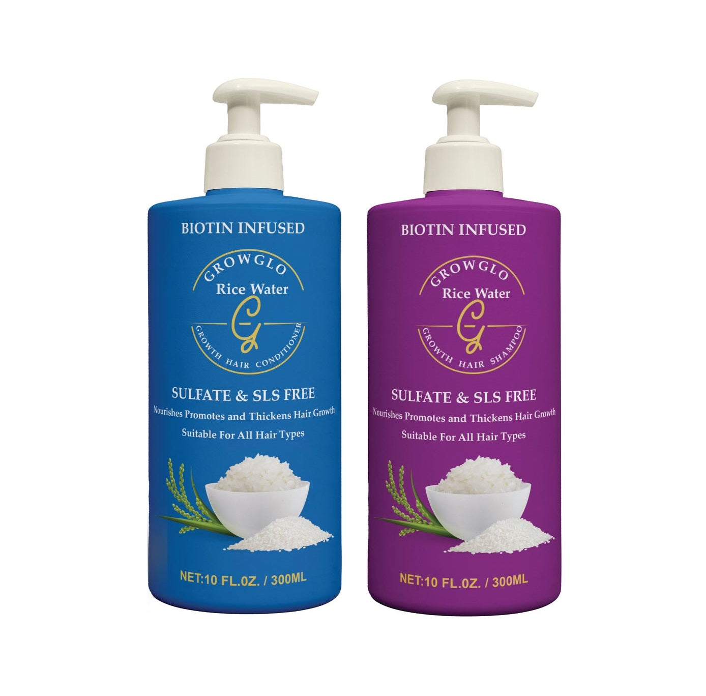 2 x Rice Water Shampoo & Conditioner Hair Care SET,Biotin-Infused ,Sulfate & SLS FREE,for Women and Men Hair Growth Shampoo and Conditioner